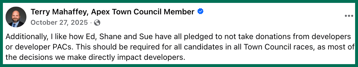 Mahaffey's comment on the October 27, 2025 post.